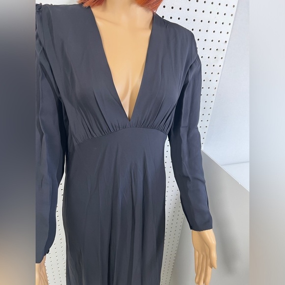 NWT ZARA Flowy Midi Dress Longsleeve XL Anthracite Grey - Picture 7 of 15